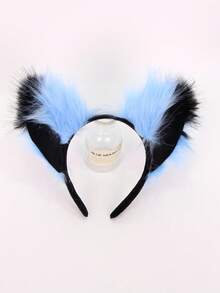 1pc Cute Animal Polyester Blue Fox Ear Headband, Cosplay Beast Ear Headpiece, Halloween Headband, Holiday Party Costume Accessory, Masquerade Headband - Blue - View 5