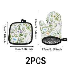 Heat-Resistant Gloves And Pads Set, Fashionable Printed Pattern, Suitable For Baking, Cooking, Grilling - View 32