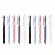 1 Set Aesthetic Gel Pens With Black Ink, 0.5mm Smooth Fine Tip, Simple And Elegant Design, Creative Student Stationery, Retractable Ballpoint Pens For Office, Correct Posture Writing, Water-Based Signature Pens For Exam Practice - Multicolor - View 7