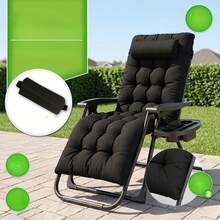 Adjustable Folding Lounge Chair, Portable Outdoor Recliner with Sturdy Frame, Foldable Sun Lounger for Beach Camping Patio Poolside Office Napping - 72 cm - Übersicht 3