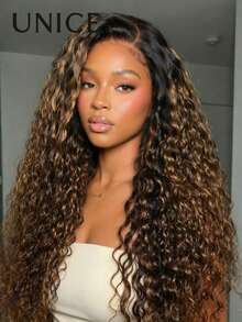 7x5 Bye Bye Slip™ Lace Closure Wig Gradient Brown Highlights Water Wave Style With Invisible Drawstring Breathable Pre-Styled Pre-Trimmed Pre-Bleached Pre-Plucked Glueless Wear Ready-To-Wear Fits All Head Sizes 100% Human Hair Dyeable Beginner Friendly Unice Wig - SNATURAL/30 - View 2