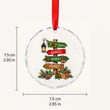 Custom Christmas Signpost Ornament, Personalized 2-5 Names Christmas Tree Hanging Decor, Festive North Pole Holiday Style, Customized Family Keepsake, Customizable Name Ornament, Christmas Home Decor, Christmas Gift 2026, Christmas Decorations - Multicolor - View 2