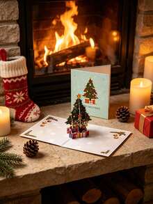 3D Pop‑Up Christmas Greeting Card, Festive Holiday Handmade Card, Xmas Decoration Gift Card For Family Friends Party Gifting - 3D Greeting Card - View 5