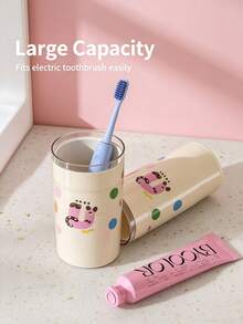 1PC/4PCSCute 3-In-1 Travel Mouthwash Cup, Portable Toothbrush Toothpaste Storage Case, Cartoon Check Pattern Detachable Wash Cup, Dopamine Color Tooth Gear Organizer, Compact Bathroom Cup For Camping, Business Trip, Dormitory And Household Daily Wash - Multicolor - View 8