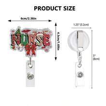 1pc Fun Christmas Acrylic Retractable Badge Reel, Medical Professional Gift, Scroll Design - Multicolor - View 2