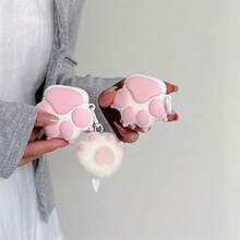 Pink & White Cat Paw Earphone Case Compatible With AirPods 4/ 3/ Pro 1st Gen/2nd Gen/ 2/ Pro 4th Gen - Multicolor - View 3