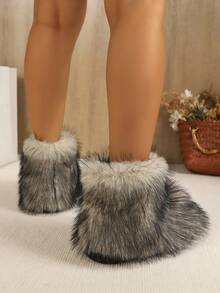 Autumn/Winter New Warm Versatile Minimalist Women's Snow Boots Non-Slip Short Boots Shoes - Grey - View 4