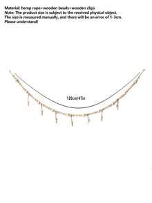 Bohemian Style Wooden Bead Photo Wall Hanging Decor, Nordic Minimalist Wooden Bead & Hemp Rope Photo String, Creative Wooden Clip Photo Hanging Decor, Baby Room Storage & Decoration Dual-Use, Easy Installation - Multicolor - View 9