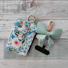 1. Silicone Beaded Wristband Phone Lanyard, Paired With Ditsy Floral PU Card Holder, Equipped With Phone Attachment And Metal Hook, Snap Button Multi-Slot Design With Zipper Coin Purse, Combines ID Card Holder And Portable Card Wallet, Can Be Used As Bag Charm, Convenient Storage For Small Items, Suitable For Campus And Commuting Use. - Multicolor - View 16