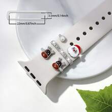 3pcs Cute Colorful Christmas Reindeer & Santa Claus Watch Band Decorative Rings, Multiple Styles Available, Compatible With Apple Watch Band Decoration, Perfect For Holiday Wear - Silver - View 2