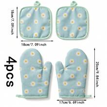 Heat-Resistant Gloves And Pads Set, Fashionable Printed Pattern, Suitable For Baking, Cooking, Grilling - View 21