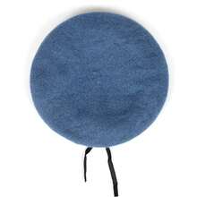 1pc Men's Wool Beret Military Hat, Adjustable Sun Protection Casual Hat, Suitable For Autumn/Winter - Sky Blue - View 3