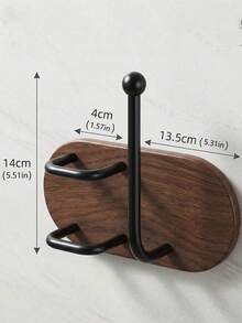 1/2pcs No-Drill Wall-Mounted Hair Tool Storage Rack, Wooden Bathroom Organizer Shelf, Practical Storage And Bathroom Decor, Suitable For Combs, Hair Clips And Hair Ties, Space-Saving - Multicolor - View 6