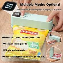 1 Set Portable Handheld Vacuum Sealer, Food Preservation Vacuum Bags, Suitable For Kitchen Food Preservation Storage And Snack Bag Single Sealing Function, Electric Vacuum Pump, Refrigerator Vacuum Storage Bags, Camping - Green - View 10