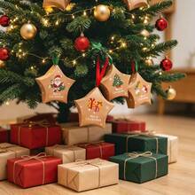 5-Point Star Paper Box Christmas Decoration Chocolate Candy Hanging Christmas Tree Box Kraft Paper, Christmas Creative 5-Point Star Candy Box Gift Packaging Box Star Candy Box Gift Paper Box Decoration, Vintage Gift Box, Christmas - Multicolor - View 5