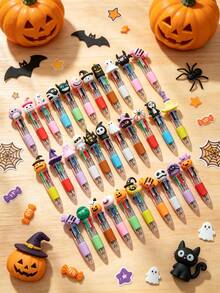 Fun Halloween 4-Color Pen, Switchable Multiple Colors In One Pen, Full Of Festive Atmosphere, Perfect For Daily Notes And Holiday Gifts - Multicolor - View 6