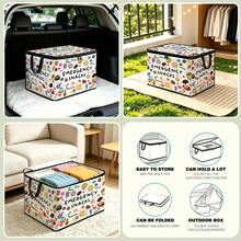 Multi-Size Options, Fun Cartoon Print Foldable Storage Box With Zipper Handle, Upgraded Fabric Large Capacity Storage Bin, Suitable For Wardrobe, Dorm, Underbed Storage, Organizing Clothes, Bedding, Toys, Miscellaneous Items, Home Moving Organization Storage Box - Multi-color - View 8