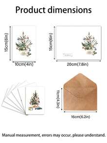 12pcs/Set - Happy Christmas Kraft Paper Envelope Card Set, Winter Christmas Tree Card With Envelope Set, Suitable For Christmas Party, Party Decoration, Invitation, Birthday Greeting, Email, Wedding, Business Envelope And More - View 3