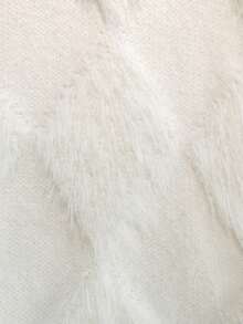 Girls' Elegant Solid Color Faux Mink Fur Round Neck Long Sleeve Knit Pullover Sweater, Suitable For Casual Wear In Spring, Autumn And Winter - White - View 6