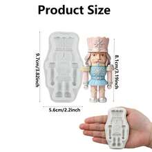 1PC Christmas Snowflake Nutcracker Silicone Mold, Soldier Fondant Mould Set For Cake Baking Decorating - Beige - View 3