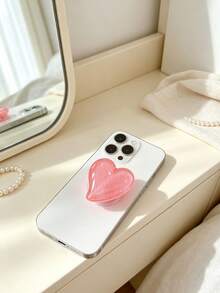 Autumn/Winter New Glitter Solid Color Heart-Shaped Phone Airbag Stand, Retractable Phone Support Stand, Desktop Phone Holder - Multicolor - View 6