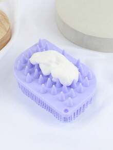 1pc Silicone Scalp Massager Shampoo Brush, Scalp Cleaning Comb, Silicone Bath Brush, Dry And Wet Use Body Scrubber - Multicolor - View 6
