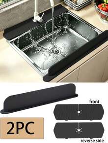 3/2/1pc Classic Silicone Sink Splash Guard With Suction Cups, Waterproof And Splash-Proof, Suitable For Kitchen And Laboratory Sinks, Dishwashing Basins And Dishwashing Tubs, Durable Material, Multiple Colors Available, Easy To Install, Prevents Water Splashing And Protects Countertops, Ideal For Home And Professional Use. Countertop Protection Classic Design Flexible Silicone - Solid Color - View 17