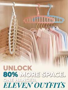 1pc Foldable Multi-Function Wardrobe Clothes Hanger, 11-Hole Non-Slip Bedroom Drying Rack, 360° Rotating Multi-Hook Living Room Storage Hanger, Suitable For Wardrobe, Bedroom, Living Room, Balcony, Kitchen And Bathroom Storage. Multi-Function Space-Saving Bedroom Furniture Clothes Hanger, Foldable Storage Standing Wardrobe Hanging Rack, 11-Hole Non-Slip Wardrobe Clothes Hanger, Multi-Hook Bedside Cabinet Hanging Rack, Moisture-Resistant Practical Kitchen Furniture Clothes Hanger, Style/Color Random. - Multicolor - View 2