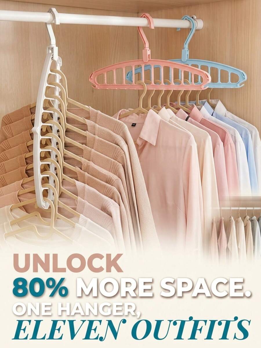 1pc Foldable Multi-Function Wardrobe Clothes Hanger, 11-Hole Non-Slip Bedroom Drying Rack, 360° Rotating Multi-Hook Living Room Storage Hanger, Suitable For Wardrobe, Bedroom, Living Room, Balcony, Kitchen And Bathroom Storage. Multi-Function Space-Saving Bedroom Furniture Clothes Hanger, Foldable Storage Standing Wardrobe Hanging Rack, 11-Hole Non-Slip Wardrobe Clothes Hanger, Multi-Hook Bedside Cabinet Hanging Rack, Moisture-Resistant Practical Kitchen Furniture Clothes Hanger, Style/Color Random.