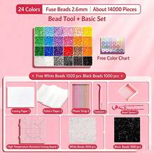 96/72/48/24 Colors Optional, Hot Melt Bead DIY Handmade Kit, Includes Square Pegboard, Multi-Layer Storage Box, Ironing Paper, Colorful Keychains And Lanyards, Suitable For DIY Puzzle Making, Valentine's Day And Birthday Handmade Gifts, Perfect For DIY Enthusiasts - Multicolor - View 9