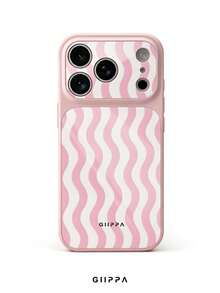 GIIPPA 1pc Pink Striped Pattern Design Phone 17 Pro Max Phone Case, Compatible With Phone 16 Pro Max, 15 Pro Max, 14 Pro Max, Korean-Style High-End Fashion Fun Phone Case, Suitable For 11/12/13/14/15/16 Pro Max Plus, Elegant Design For Men And Women, Perfect Gift For Girlfriend On Christmas, Valentine's Day, Easter, Wedding Season And Birthday! - Multicolor - View 1