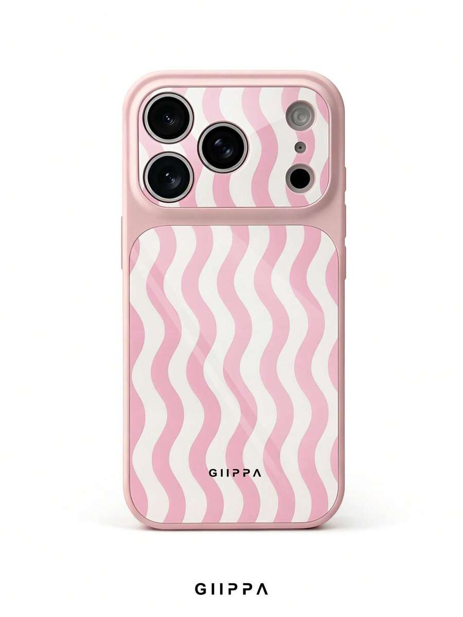 GIIPPA 1pc Pink Striped Pattern Design Phone 17 Pro Max Phone Case, Compatible With Phone 16 Pro Max, 15 Pro Max, 14 Pro Max, Korean-Style High-End Fashion Fun Phone Case, Suitable For 11/12/13/14/15/16 Pro Max Plus, Elegant Design For Men And Women, Perfect Gift For Girlfriend On Christmas, Valentine's Day, Easter, Wedding Season And Birthday! - Multicolor - View 1