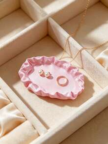 3D Printed Cream Style Wavy Ruched Jewelry Display Tray, Makeup Vanity Small Item Storage Dish, Jewelry Photography Prop, Home Decor Ornament, Pleated Lotus Wavy Ruched Design, Storage & Photography Decoration 2-In-1 - Multicolor - View 8