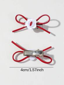 10pcs Girls Multi-Color Flower Bow Hair Clips Hair Accessories Headwear Top Clip Back Clip Side Clip Alligator Hair Clip Daily Use - Red - View 6