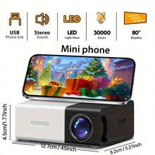 2026 Upgraded Portable Mini Projector, LCD Home Theater Projector, Built-In Speaker, Fast Focus, Compatible With Smartphone, Tablet, Laptop, TV Stick, USB Portable Projector, Suitable For Movies, Games, Presentations, Home Entertainment, Outdoor Parties - Black and White - View 5