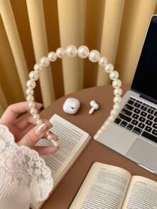 1pc Elegant Faux Pearl Headband, Classic High-End Style, Suitable For Daily Wear, Birthday, Organizing Bangs - White - View 3