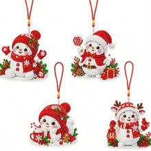 4pcs Adult Christmas Wreath DIY Diamond Painting Pendant Decoration Set, Acrylic Diamond Painting Board Set (Snowman) - 4pcs - View 6