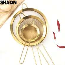 1/3pcs Gold Fine Mesh Strainer, Gold Flour Sifter For Baking, Stainless Steel Sieve, Gold Matcha Filter, Sauce Separator, Noodle Strainer, Long Handle Tea Infuser, Coffee, Food - Multicolor - View 3
