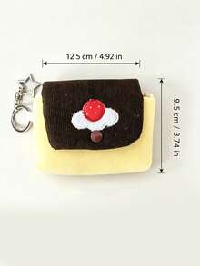1pc Plush Storage Pouch, Vintage Style Rectangular Snap Closure, With Key Ring, Portable Multi-Functional Coin Purse, Suitable For Daily Outings, Gatherings, Leisure, All Seasons - Multicolor - View 11