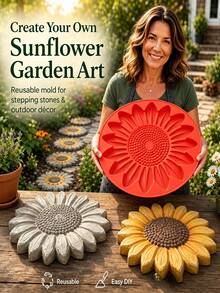 Reusable Sunflower Stepping Stone Mold, DIY Concrete Paver Mold, Butterfly Bee Pumpkin Snowflake Shaped Concrete Mold, Suitable For Concrete DIY Stepping Stones, Perfect For DIY Walkways, Garden Paths, Lawns And Yard Decoration - Multicolor - View 2