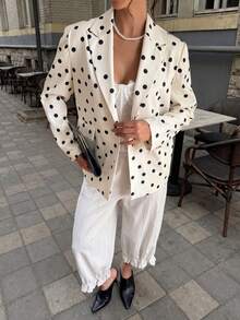 Women's Elegant Urban Polka Dot Cardigan Jacket - Apricot - View 1
