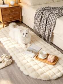 1pc French Luxury Cream White 3D Bubble Plush Floor Mat, Square Fluffy Soft Bedside Rug, Bathroom Decor Carpet, Bathroom Mat, Bathroom Rug, Door Mat, Small Rug, Carpet, Floor Mat, Home Decor, Area Rug, Home Decor, Area Carpet, Bedroom Rug, Washable Carpet - Multicolor - View 7