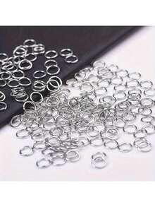 100pcs Gold & Silver Open Jump Rings - High Quality Metal Open Ring Connectors, Suitable For DIY Jewelry Making Accessories - Multiple Sizes (4-10mm), Can Be Used For Custom Designs - Multicolor - View 7