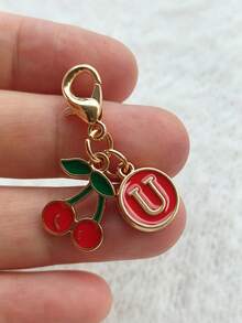 Zinc Alloy Cherry Pendant And Letter Charm Keychain, Bag, Backpack, Wallet, Document Bag, Car Key Accessory Pendant, Holiday Party Gift, Birthday Gift, Back To School Gift, Creative Handmade Keychain - Multicolor - View 21