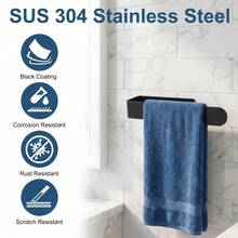 Nordic Minimalist U-Shaped Wall-Mounted Towel Rack, Drill-Free Bathroom Towel Bar, Kitchen Dishcloth & Hand Towel Storage Rack, Black Square Hanging Rack, Space-Saving Wall Shelf, Suitable For Bathroom Vanity And Kitchen - Black - View 4