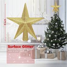 1pc, Glitter Golden Star Christmas Tree Topper, Festive Indoor Holiday Decoration With Sparkling Metallic Design For Christmas Trees, Holiday Decor For Home & Xmas Tree - Multicolor - View 5