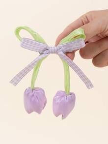 2pcs Multicolor Tulip Hair Clip,Cute Bow Tulip Hairpin,Pastoral Vacation Style,Elegant Sweet Hair Accessories Gift For Girl Teen Daily Christmas Party - Multicolor - View 5