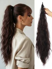 Flexible Wrap Around Ponytail Extension Long Wavy Curly Ponytail Hair Extensions Natural Ponytail Synthetic Hairpiece For Women - Multicolor - View 12