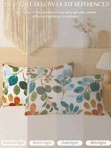 2pcs Plant Leaf & Floral Pattern Pillowcase Set, Super Soft & Breathable, No Filling, Machine Washable, Dorm Bedding, Back To School Supplies - Multicolor - View 7