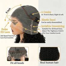 Dollface Invisible Strap 360 Full Lace Wig Kinky Straight Human Hair Wig Lace Front Wig With Drawstring 360 HD Lace Frontal Wig 30 40 Inch - Natural Black - View 11